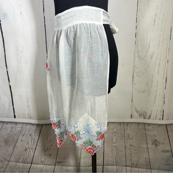 Vintage Handkerchief Floral Hostess Half Apron Handmade Kitchen Cooking Baking - Picture 4 of 16